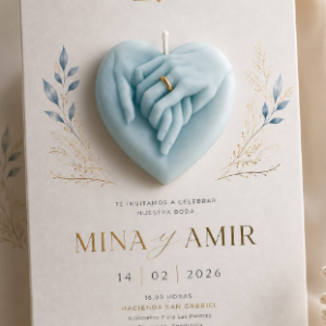 Vela Manos unidas invitación en forma de Corazón.